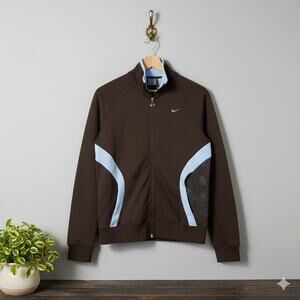 Nike Track Womens Jacket Medium Brown Blue Y2K Retro Sporty Athletic Jacket